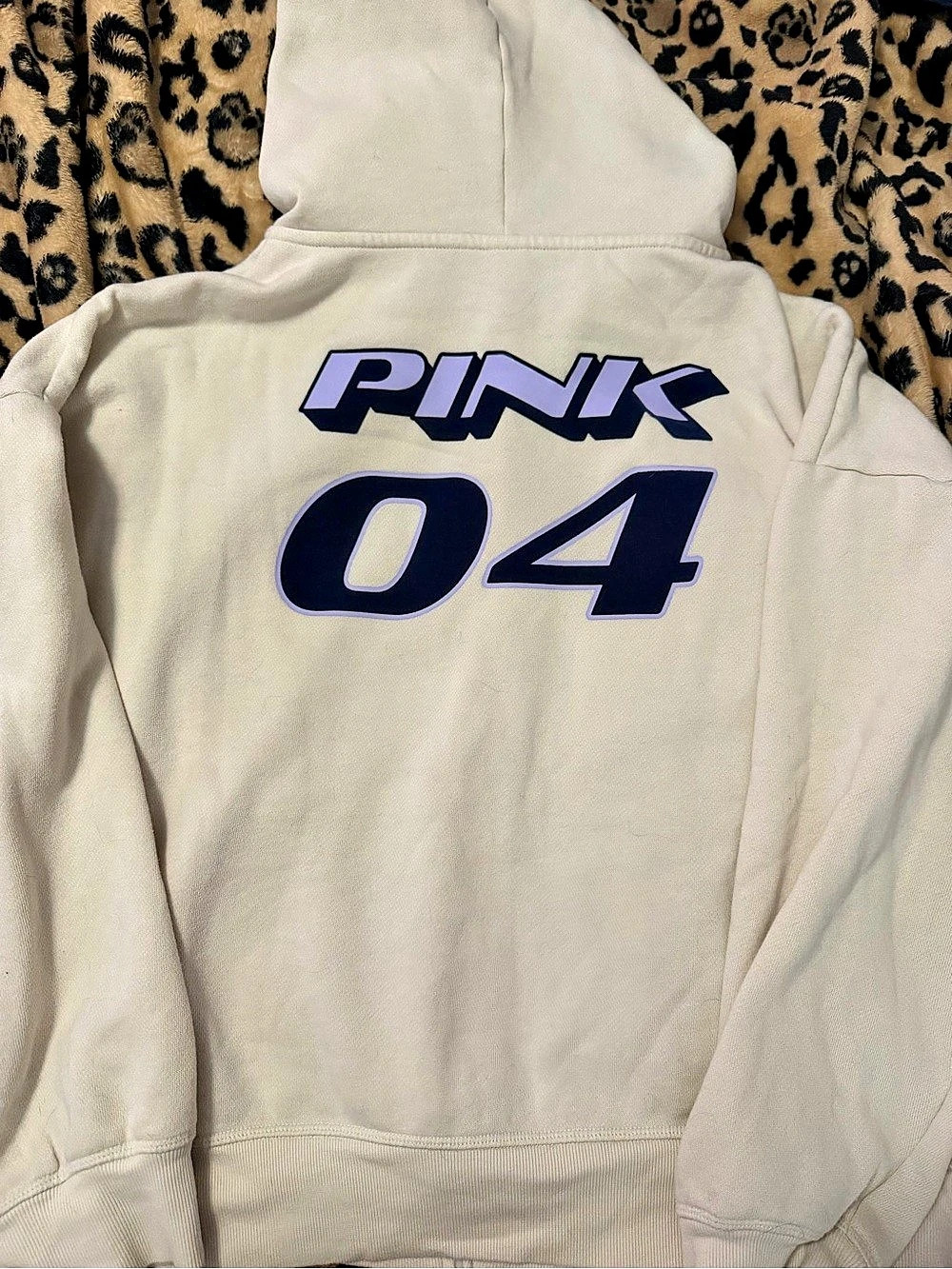 PINK Graphic Zip Hoodie Size Large